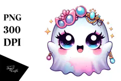 Cute Ghost with Glam Accessories, Transparent PNG Product Image 1