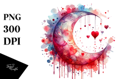 Colorful Half Moon with Hearts PNG Product Image 1