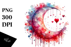 Colorful Half Moon with Hearts PNG Product Image 1