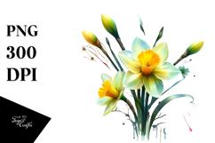Daffodil Watercolor Splash PNG Product Image 1
