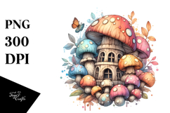 Pastel Wooden Mushroom Watercolor Splash PNG Product Image 1