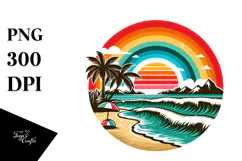 Retro Tropical Beach Rainbow, 20 oz Tumbler PNG Product Image 1