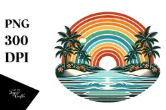Retro Tropical Beach Rainbow, 20 oz Tumbler Product Image 1