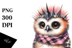 Energetic Baby Owl with Punk Look PNG Product Image 1