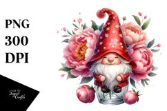 Cute GNOME with Floral Ornament PNG Product Image 1