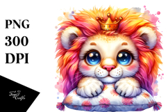 Crazy-Cute Baby Lion with Pillow, Transparent PNG Product Image 1
