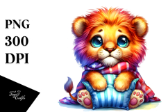 Crazy-Cute Baby Lion with Pillow, Transparent PNG Product Image 1