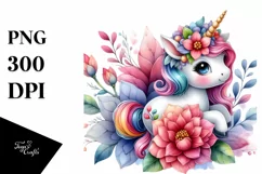 Colorful Unicorn Flower, PNG Product Image 1