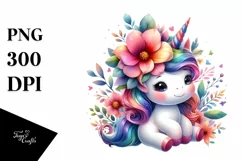 Colorful Unicorn Flower, PNG Product Image 1