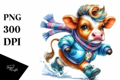 Running Baby Cow for Winter PNG Product Image 3