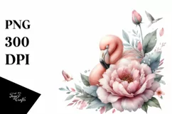 Sleeping Flamingo in a Flower Clipart Product Image 1