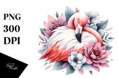 Sleeping Flamingo in a Flower Clipart Product Image 1