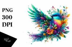 Vibrant Bird, Watercolor PNG Product Image 1
