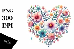 Heart made of Flowers PNG Product Image 1