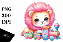 Colorful Smiling Baby Lion PNG Product Image 1