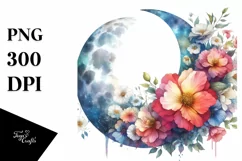 Vibrant Half Moon with Flowers, Transparent PNG Product Image 3
