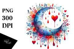 Simple Sketcky Half Moon with Hearts Product Image 1