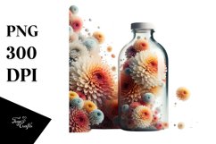 Abstract Bottle with Chrysanthemum | Sublimation | Clipart Product Image 1