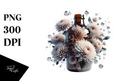 Abstract Bottle with Chrysanthemum | Sublimation | Clipart Product Image 1