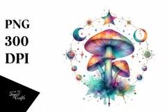 Colorful Magical Watercolor Mushroom Product Image 1