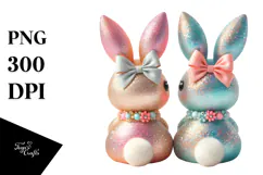 Colorful Vintage Bunnies PNG Product Image 1