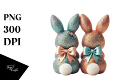 Colorful Vintage Bunnies PNG Product Image 1