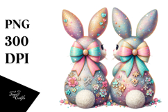 Colorful Vintage Bunny Sitting, PNG Product Image 1