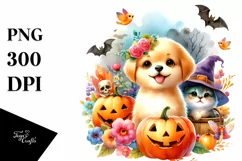 Cute Baby Dog Halloween Scene | Sublimation | Clipart Product Image 3