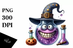 Funny Watercolor Halloween Magic Potion Goofy Smile Clipart Product Image 3