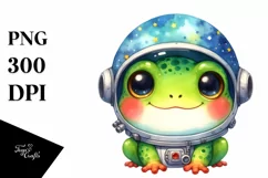 colorful Frog with Astronaut Helmet | Clipart Product Image 1
