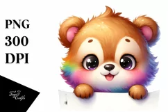 Colorful Watercolor Baby Bear | Sublimation | Clipart Product Image 3