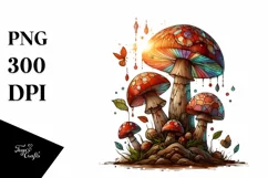 Detailed Wooden Small Stained Mushroom Watercolor Splash Product Image 1