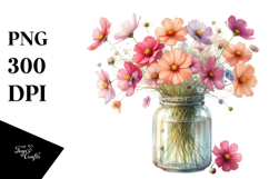 Vibrant Jar Cosmos White Background Clipart Product Image 1