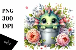 Cute Baby Dragon Watercolor PNG Product Image 1