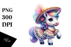 Colorful Unicorn in Tarantella Dancer&#039;s Outfit, PNG Product Image 3