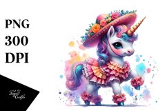 Colorful Unicorn in Tarantella Dancer&#039;s Outfit, PNG Product Image 1