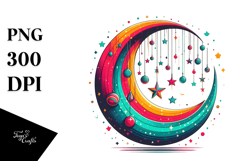 Vibrant Half Moon with Sunflowers PNG Product Image 1