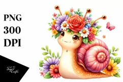 Watercolor Snail Flower Crown | Clipart Product Image 1