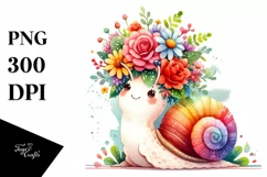 Watercolor Snail Flower Crown | Clipart Product Image 1