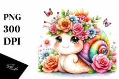Watercolor Snail Flower Crown | Clipart Product Image 3