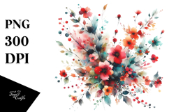 Colorful Abstract with Red Flowers, Transparent PNG Product Image 1