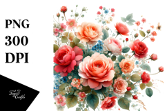 Colorfull Red Roses White Background Clipart Product Image 1
