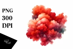 Colorful Redish Watercolor Cloud | Clipart Product Image 1