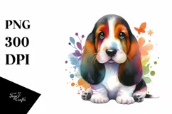 Colorful Basset Hound | Sublimation | Clipart Product Image 1