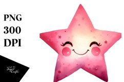 Simple Pinkish Smiling Star PNG Product Image 1