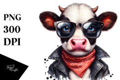 Funny Baby Cow with Sunglasses PNG Product Image 1
