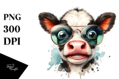 Funny Baby Cow with Funny Sunglasses, PNG Product Image 1