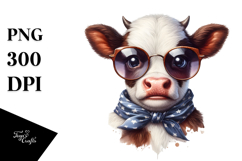 Funny Baby Cow with Sunglasses PNG Product Image 1