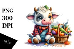 Baby Cow with Autumn Vegetables | Sublimation | Clipart Product Image 3