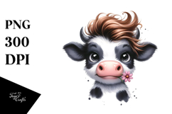Baby Cow with Flower in Mouth PNG Product Image 1